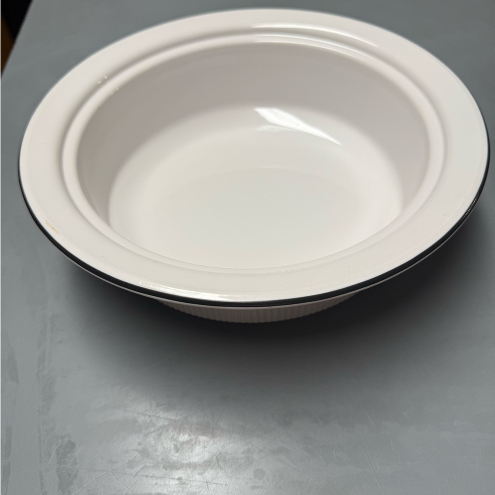 Corningware White and Black Rimmed Bowl